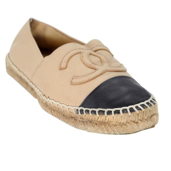 Chanel Embroidered Espadrille 37 Leather Large CC Flats CC-0803N-0005 - Picture 6 of 10